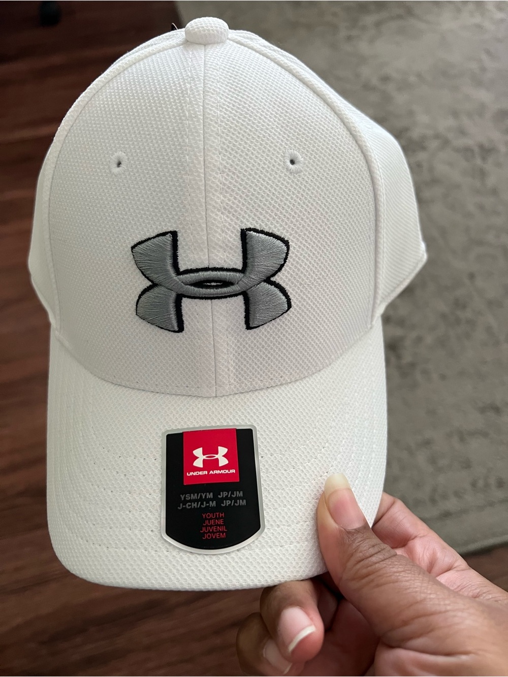 Under Armour White Hat with Gray and Black Logo